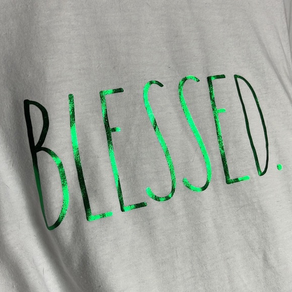New Bright White tee w/beautiful green foil -BLESSED. Perfect for holidays💚♥️ - Picture 3 of 5